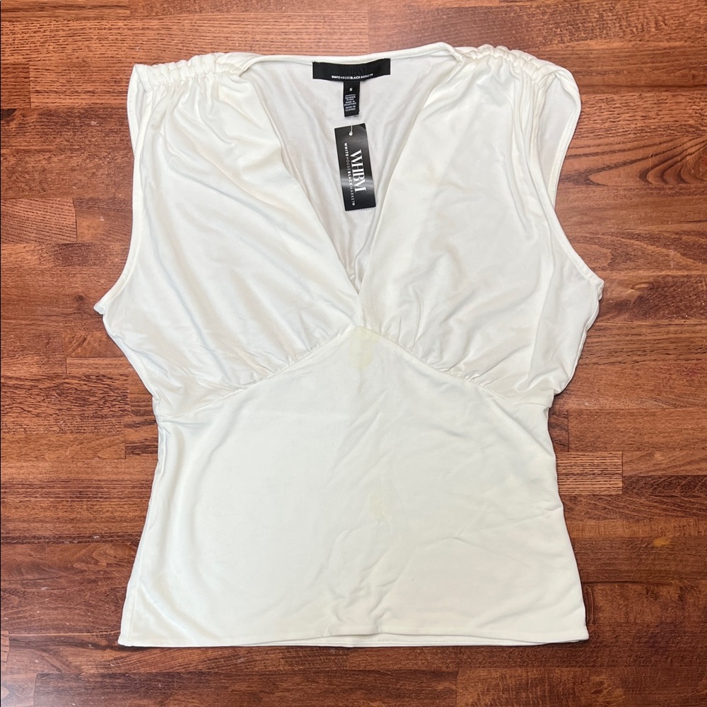 White House Black Market Cream Sleeveless Blouse